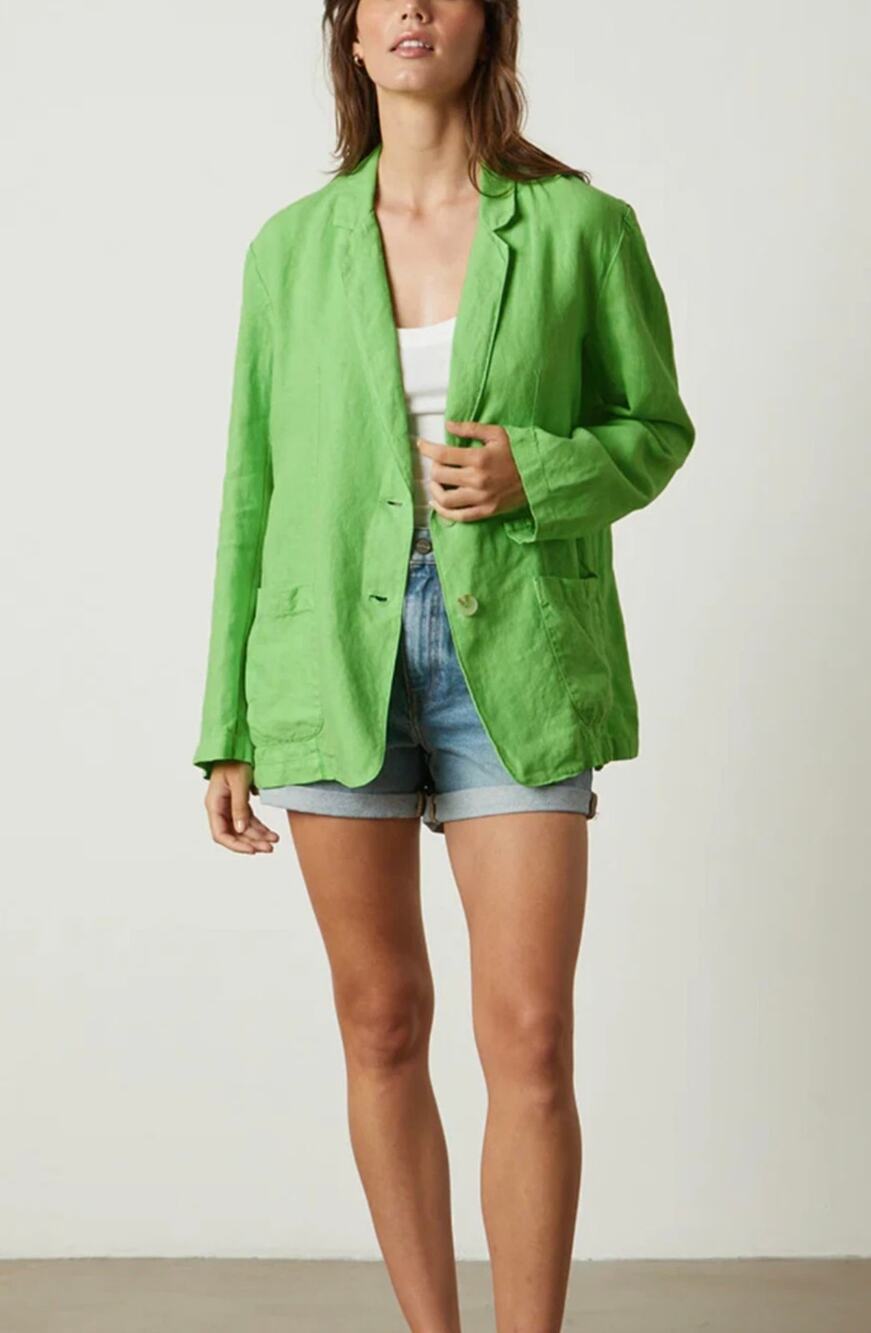 Velvet By Graham & Spencer NWT Linen Two-Button Cassie Blazer Size: XS
